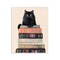 Stupell Industries Book Stack Black Cat Wall Plaque Art, design by Arlington Prints